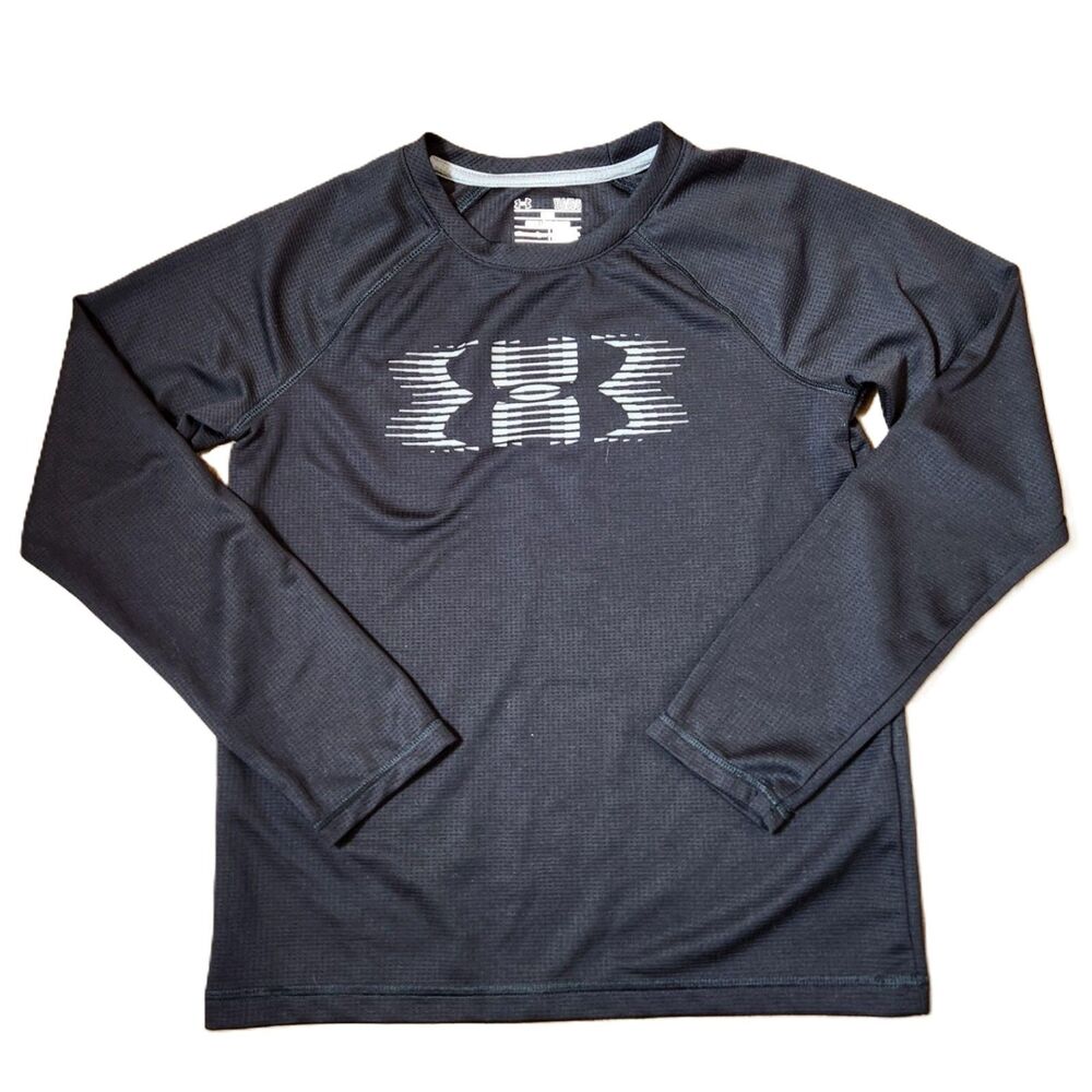 Under Armour Youth Large Long Sleeve Shirt Black AllSeason Loose Fit